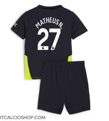 Manchester City Matheus Nunes #27 Seconda Maglia Bambino 2024-25 Manica Corta (+ Pantaloni corti)